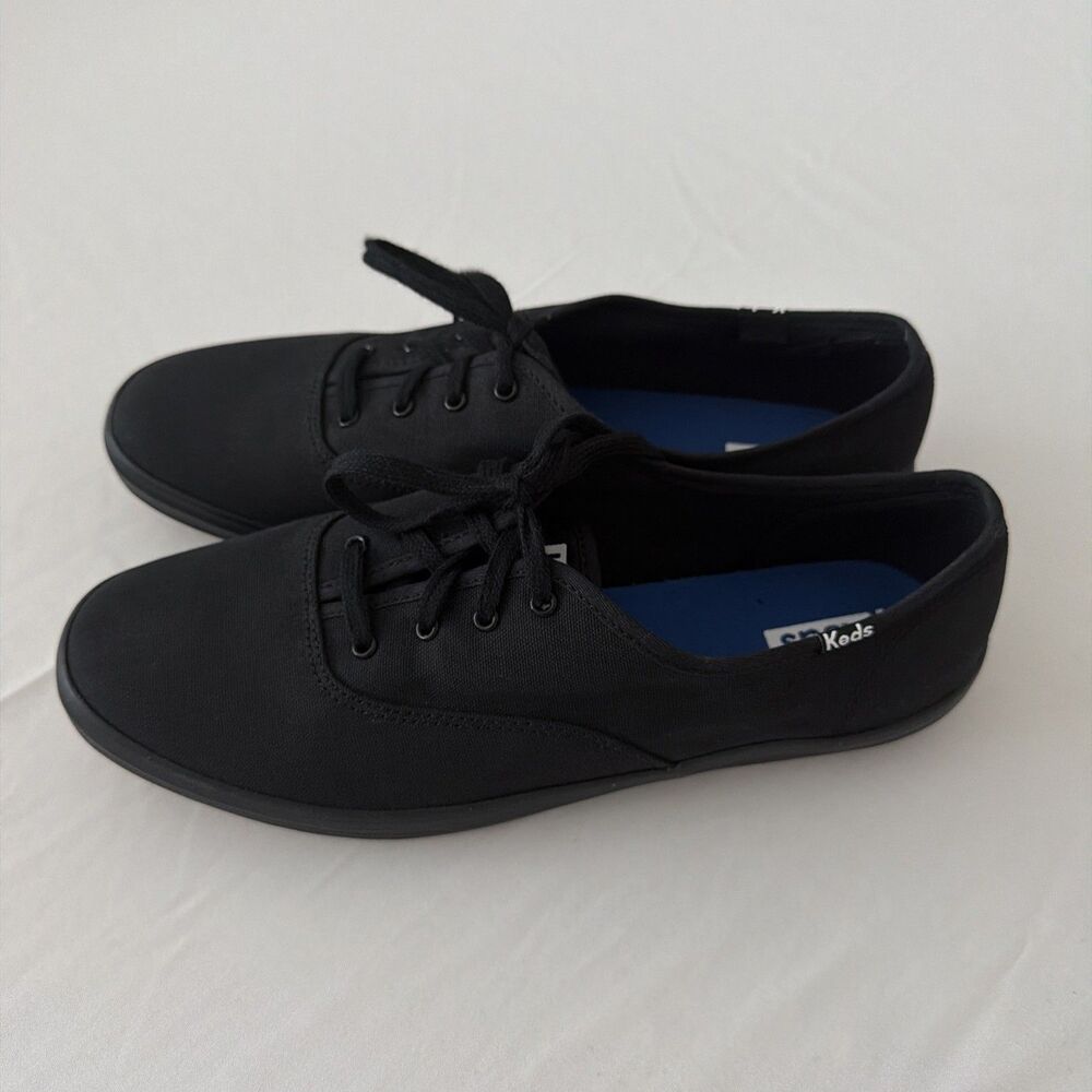 Keds Women Sz 10W 10 Wide Champion Black Canvas Athletic Sneaker WF24700 Low Top - Picture 6 of 11